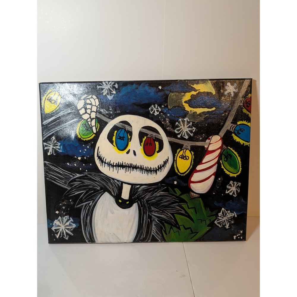 Jack Skellington Nightmare Before Christmas Hand Painted Canvas Art 14x18